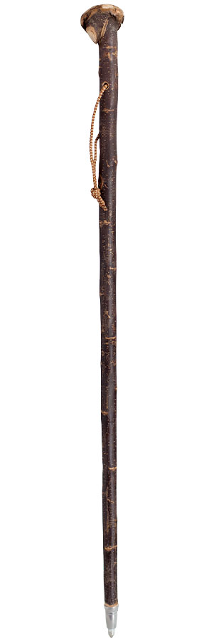 Bordón 526 de castaño con piel natural y porra, 95 cm.