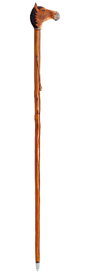 Bordón 542 de castaño con cabeza de caballo, 139 cm.