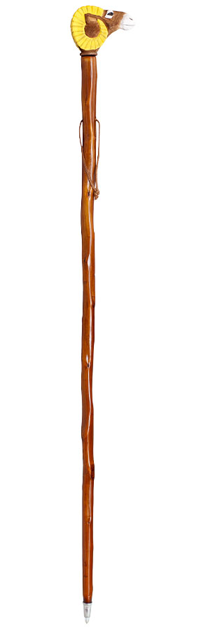 Bordón 543 de castaño con cabeza de cabra, 139 cm.