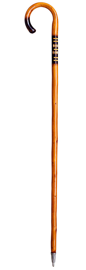 Bastón 554 castaño tallado con pincho, 94 cm.
