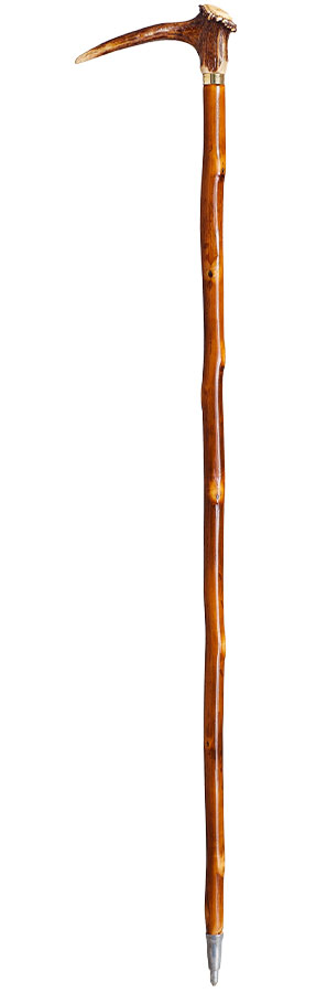 Bastón 558 de castaño soflamado con asta de gamo, 99 cm.